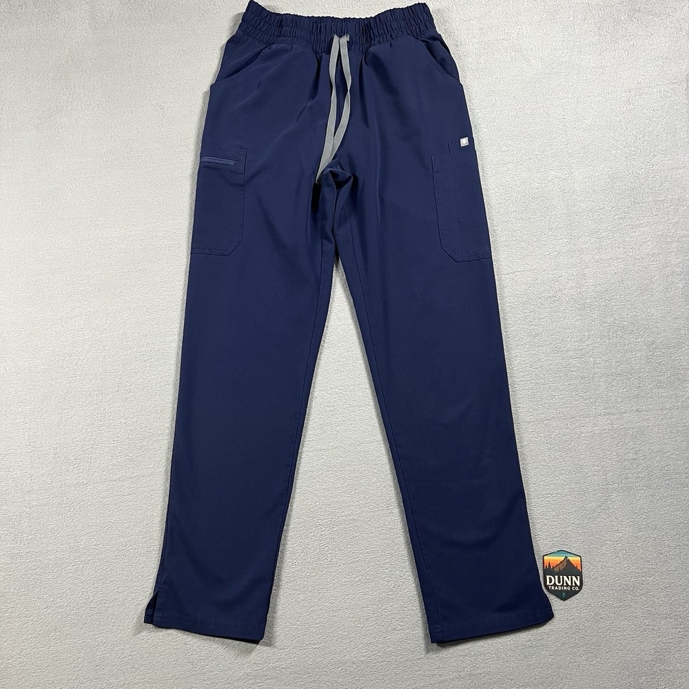 FIGS Scrub Pants Womens S Navy Blue Yola Straight Cargo Pocket Stretch Bottoms